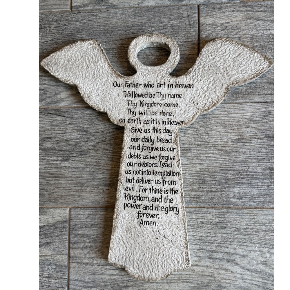 Caffco Lord's Prayer Angel Wall Plaque Rustic Religious Decor Cross Scripture